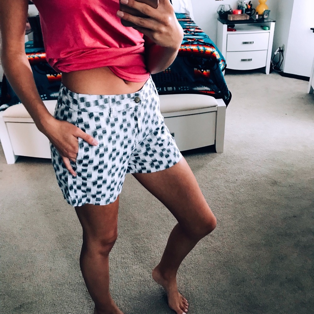 Mid thigh shorts.